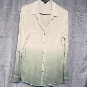 Rock & Republic White to Green Ombre Button Down Shirt